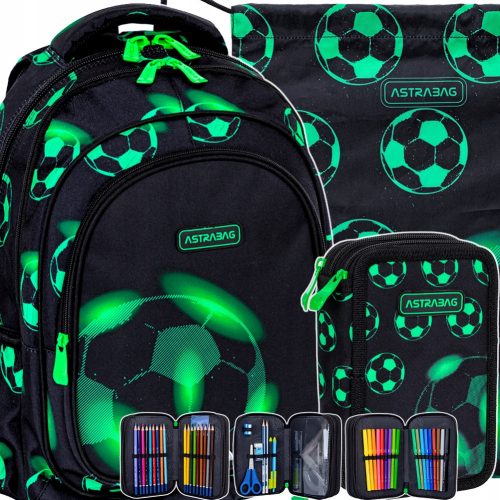  Zaino scuola multiscomparto AstraBag nero, Sfumature di verde, Multicolor 27 l + 2 altri prodotti