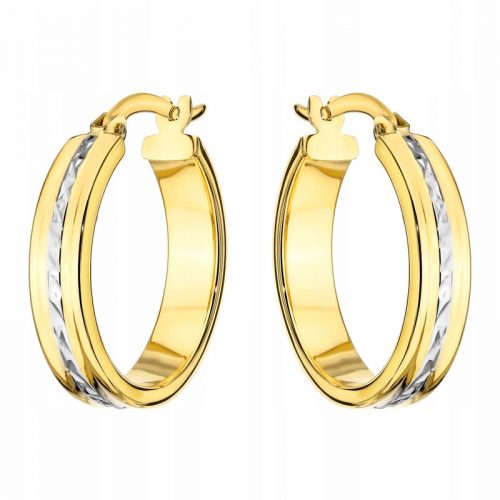  ORECCHINI IN ORO pr. 585 Ruote diamantate bicolore interne 14k