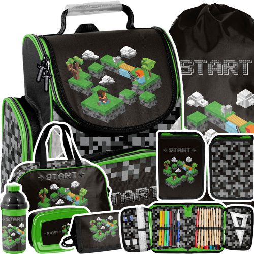  BORSA SCUOLA Zaino PASO MINECRAFT classe 1-3 START + 6 altri prodotti