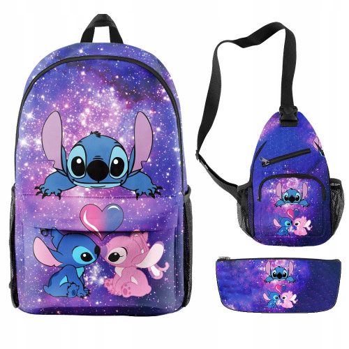  SET ZAINO SCUOLA STICH ASTUCCIO ASTUCCIO 3IN1, Lilo e Stitch, multicolore