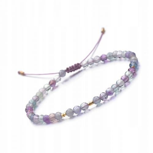  Bracciale a corda da donna in pietra naturale fluorite da 4 mm