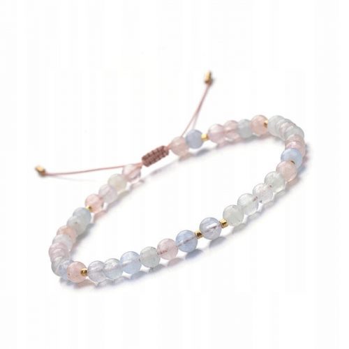  Bracciale a cordino da donna in pietra naturale Morganite 4 mm