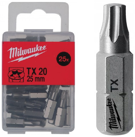  Set di punte Milwaukee TX20 25 mm 1/4" 25 pezzi