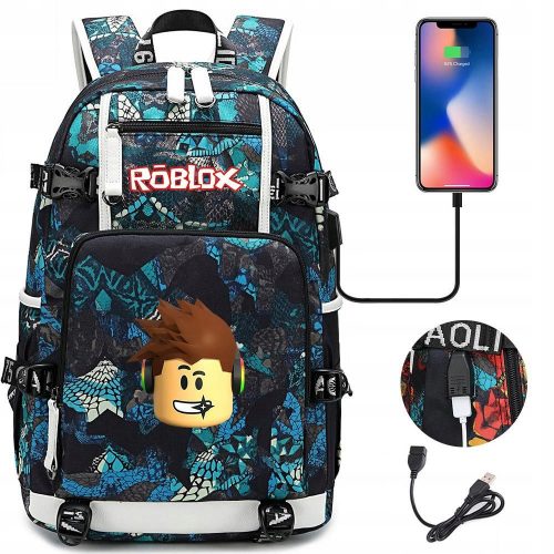  ZAINO SCUOLA IMPERMEABILE ROBLOX USB NUOVO