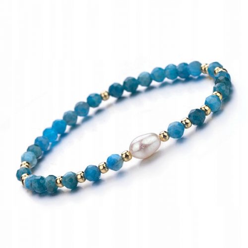  Bracciale in apatite, pietra naturale, elastico sfaccettato da 4 mm