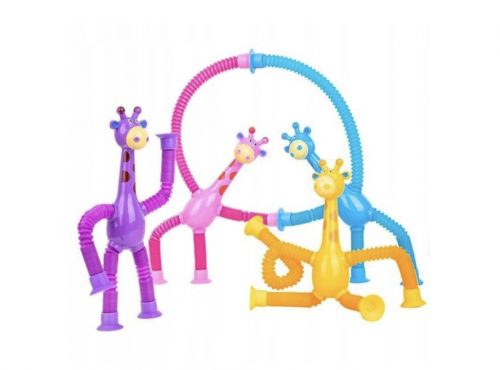  Tubo Stretching Antistress Giraffa con ventosa, estensibile, 4 pz