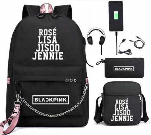  Zaino scolastico multiscomparto BLACKPINK LISA ROSE JISOO, nero, 4 anni