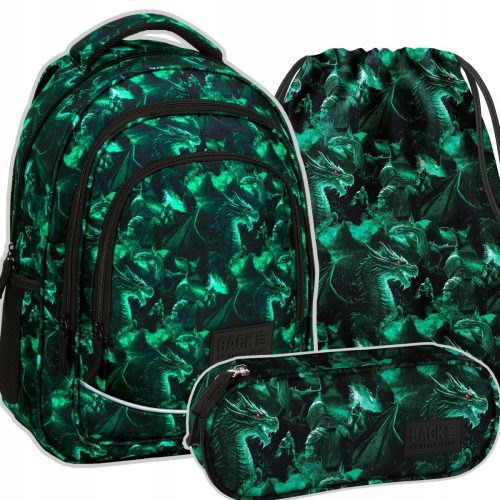  Zaino scolastico multiscomparto Backup, nero, Sfumature di verde, 26 l + 2 altri prodotti