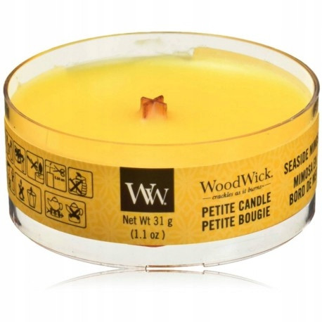  WOODWICK PETITE CANDLE SEASIDE MIMOSA MINI CANDELA PROFUMATA 31 g