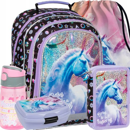  Zaino scuola Grado 1-3 per ragazze Unicorno 15 Derform