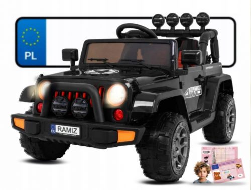  Fuoristrada per bambini Full Time 4WD Nero + Trazione 4x4 + Telecomando + Audio L