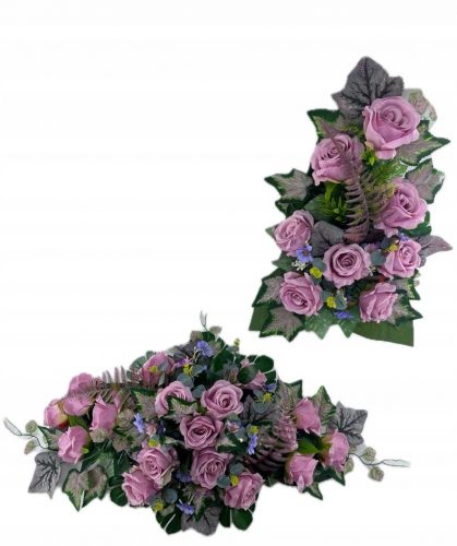  SET GIUNTI, FIORI ARTIFICIALI, PER TOMBE, CIMITERO, ROSE