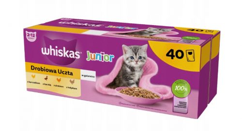  WHISKAS JUNIOR POLLAME FESTA DI MIX DI GUSTI IN GELATINA PER GATTINI 40x85g