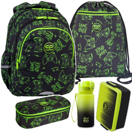  Zaino scolastico multiscomparto CoolPack, nero, Sfumature di verde, 21 l + 5 altri prodotti