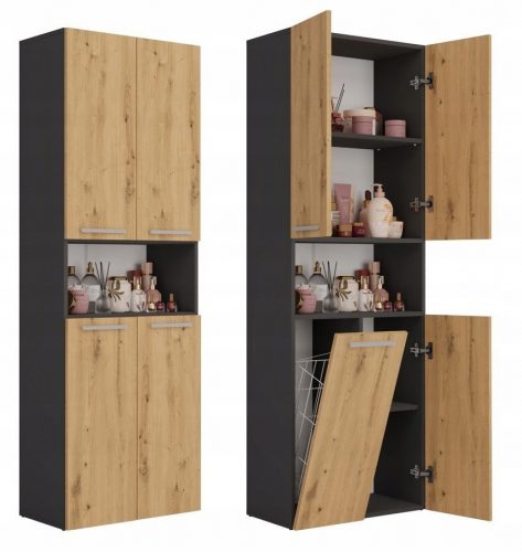  MOBILE LIBRERIA 60 MONTANTI NEL DK 1K CESTO ROVERE ARTIGIANALE ANTRACITE