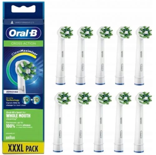  10x TESTINE PER SPAZZOLINO BRAUN ORAL-B CROSS ACTION, BIANCO