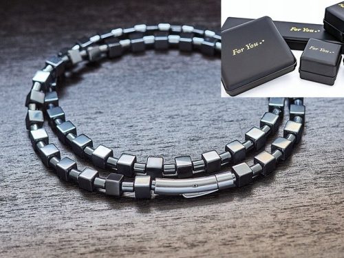  Collana realizzata con perle di ematite da 6 mm + elegante chiusura / lunghezza a scelta