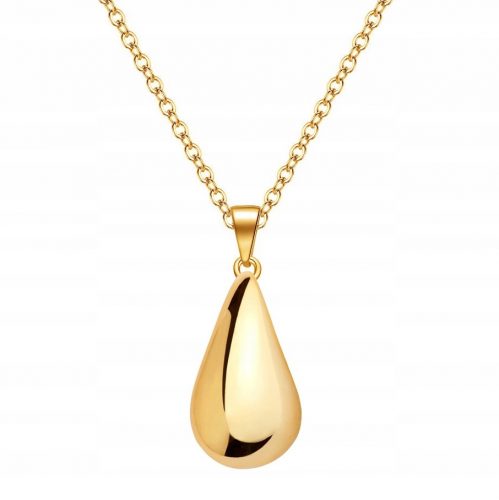  Collana da donna a catena in oro con pendente a goccia grande, argento 925