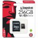 SCHEDA MEMORIA KINGSTON 256 GB MICRO SD CLASSE 10 CON ADATTATORE SD