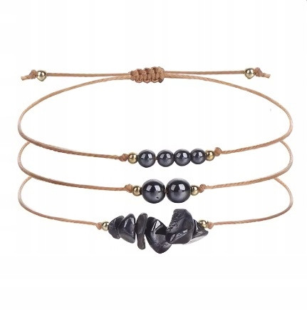  Bracciale da donna regolabile in pietra naturale OSSIDANA, SET di 3 pezzi