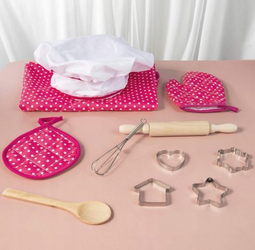  Set per bambini: grembiule da cucina grande + accessori per teglie