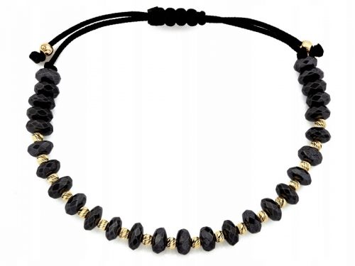  Bracciale da donna in oro 585 con palline ed ematite su cordino nero in regalo