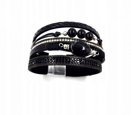  Bracciale con cinturino magnetico in pietra nera