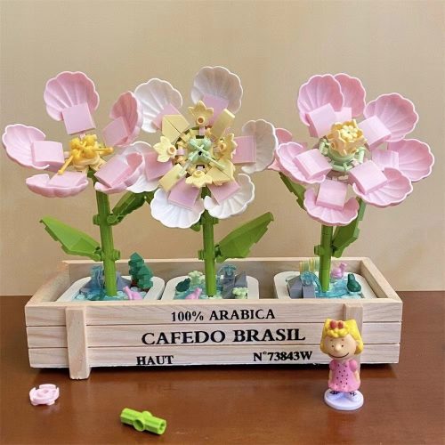  Set di piante da costruzione per bambini con vaso di fiori