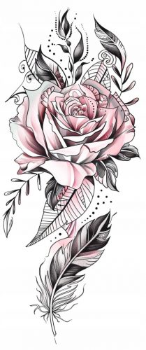  TATUAGGIO TEMPORANEO DA DONNA LAVABILE ROSA FIORE PIUME PIUME COME VERE