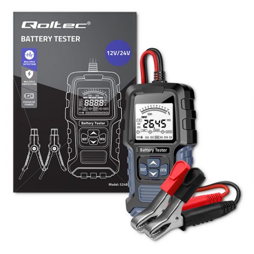  Tester misuratore batteria digitale Qoltec con display LCD 12V 24V 3Ah-400Ah