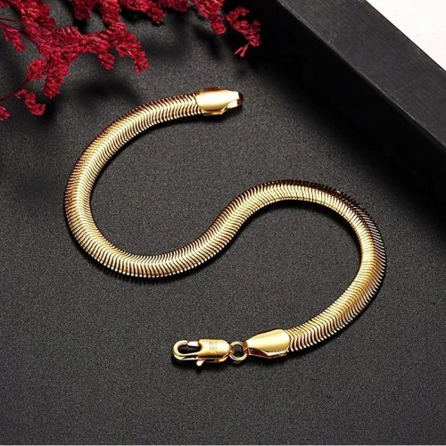  Bracciale in tessuto serpente, placcato oro 18 carati, 6 mm, 20 cm + omaggio