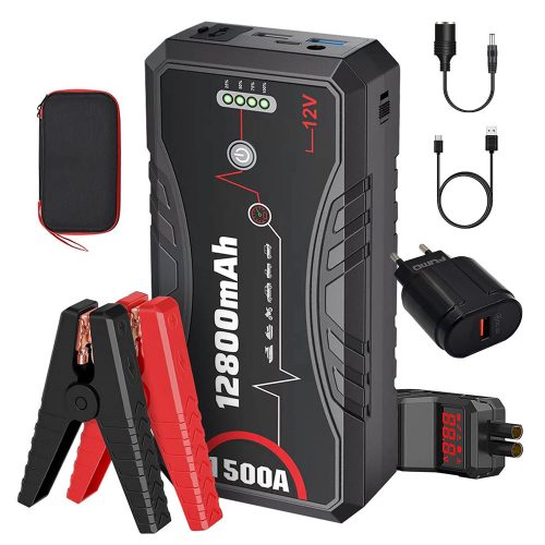  AVVIAMENTO POWERBANK STARTER BOOSTER AUTO JUMP STARTER 1500A LCD + MISURATORE