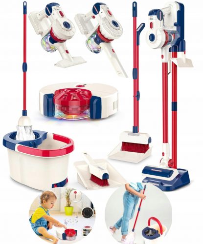  Set di pulizia 8in1 Aspirapolvere verticale per bambini Robot Mop Scopa 3 L+