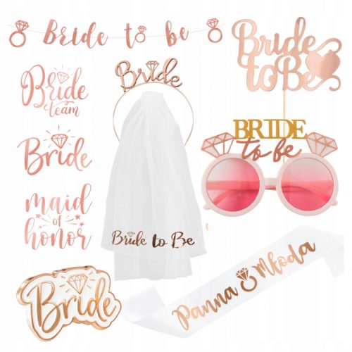  BRIDE TO BE Set Addio al nubilato Gadget Decorazioni Velo a fascia 8 pz