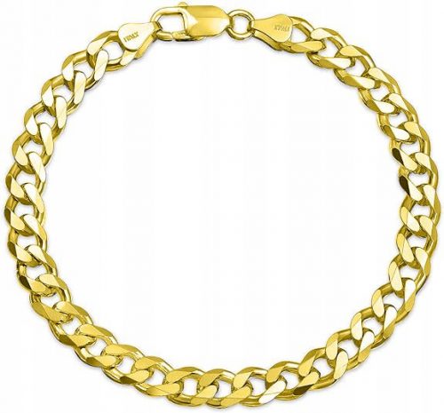  BRACCIALE DA UOMO IN ORO, ARGENTO CON DIAMANTI, PLACCATO ORO, 19 cm