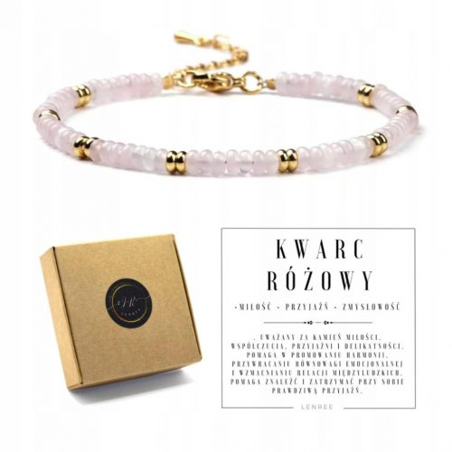  Bracciale da donna con QUARZO ROSA, pietre naturali + scatola