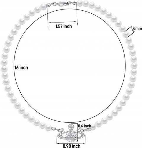  GIROCOLLO DA DONNA, COLLANA DI PERLE CON PENDENTE SATURNO