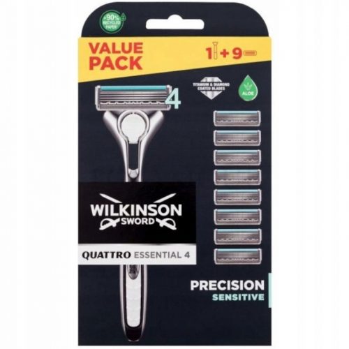  Rasoio a cartuccia Wilkinson Quattro Essential 4 Precision Sensitive 9 pz.