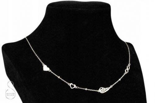  COLLANA IN ARGENTO CELEBRITY CUORE ALA D'ANGELO SEGNO DELL'INFINITO