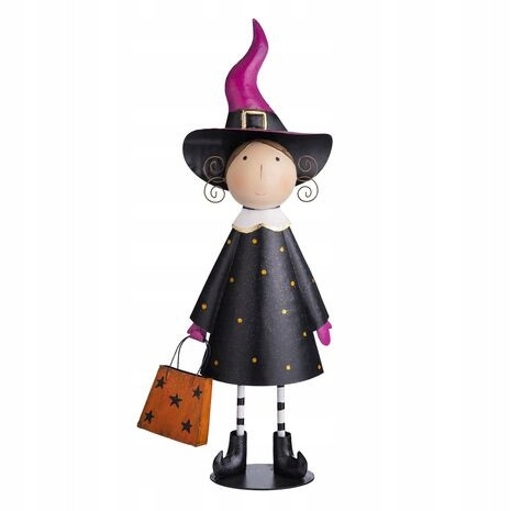  FIGURA DI STREGA IN METALLO CON CAPPELLO DECORAZIONE DI HALLOWEEN