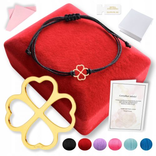  Bracciale in corda traforata con trifoglio in oro 585 COLORI 585 per un regalo