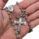  Collana Rosario in Argento con Croce, Catena da Uomo in Acciaio