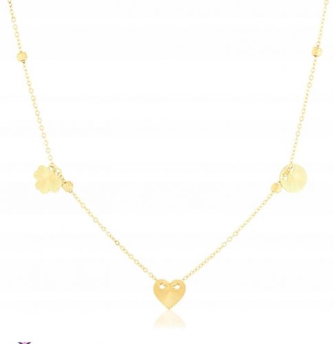  COLLANA IN ORO ACCIAIO CHIRURGICO 316L CUORE TRIFOGLIO