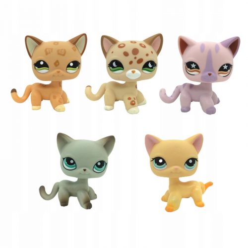  5 pezzi. BAMBOLE GATTO A PELO CORTO LPS LITTLEST PET SHOP KITTY