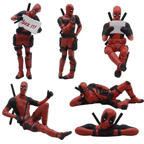  DECORAZIONE FIGURA MARVEL SUPERHERO SUPERHERO DEADPOOL SET DA 6 NUOVO