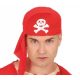  Cappello bandana da pirata rosso con teschio bianco