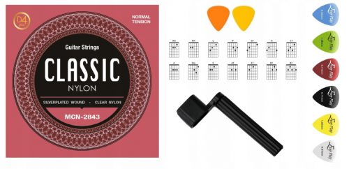  CORDE PER CHITARRA CLASSICA CON CORDA D4 DI RICAMBIO + MANOVELLA + PLETTRI + REGALI OMAGGIO