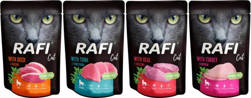  Rafi Cibo umido per gatti, mix di sapori, 4 kg