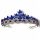  Diadema nuziale in oro, tiara, corona con pietre blu fiordaliso e zirconi