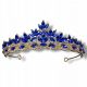  Diadema nuziale in oro, tiara, corona con pietre blu fiordaliso e zirconi